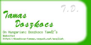 tamas doszkocs business card